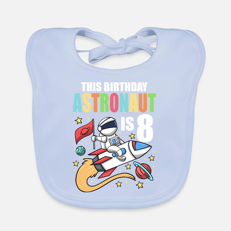 Space Birthday 8 Astronaut Planets Rocket Ship Organic Baby Bibs