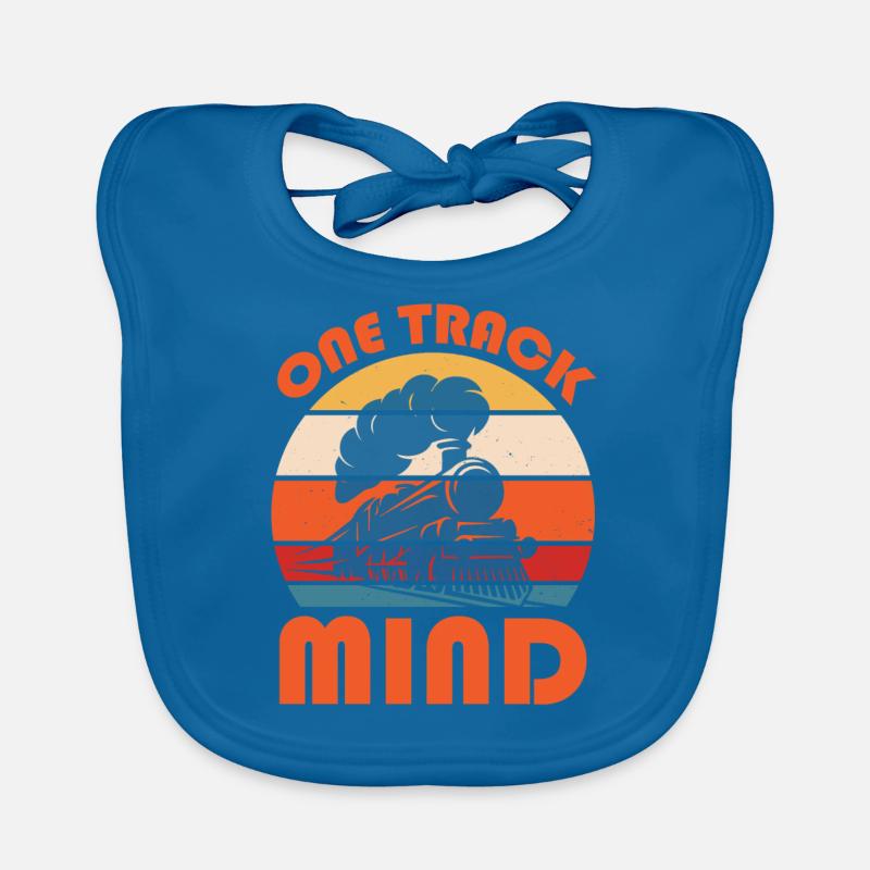 Train Saying Slogan - One Track Mind Organic Baby Bibs