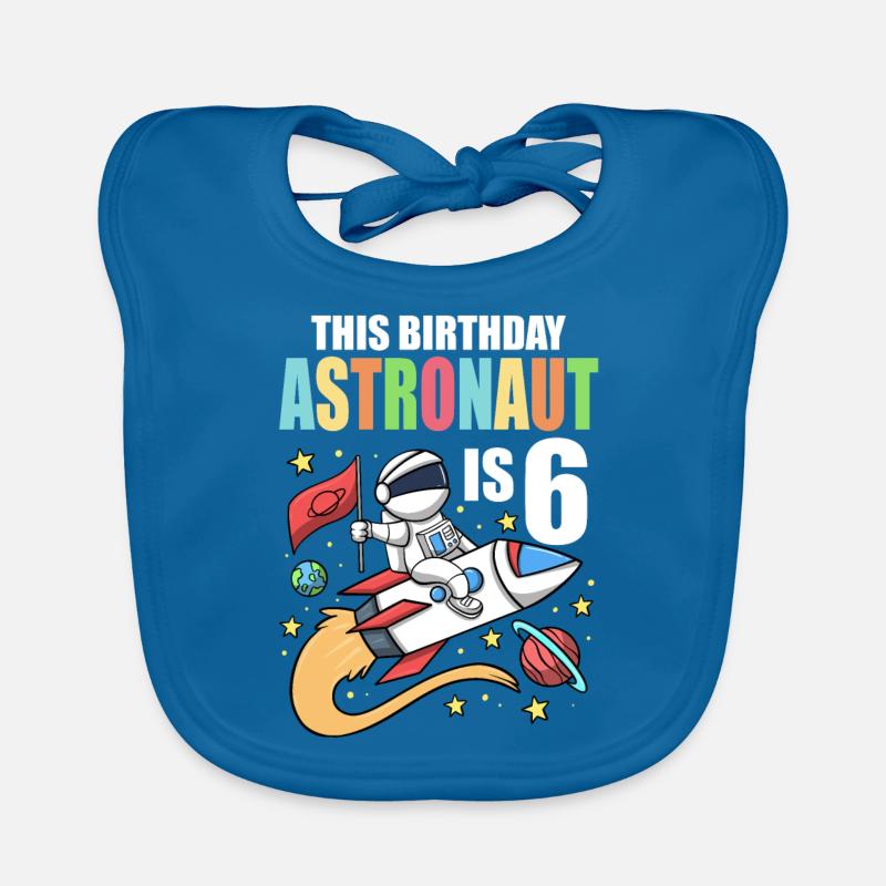 Space Birthday 6 Astronaut Planets Rocket Ship Organic Baby Bibs
