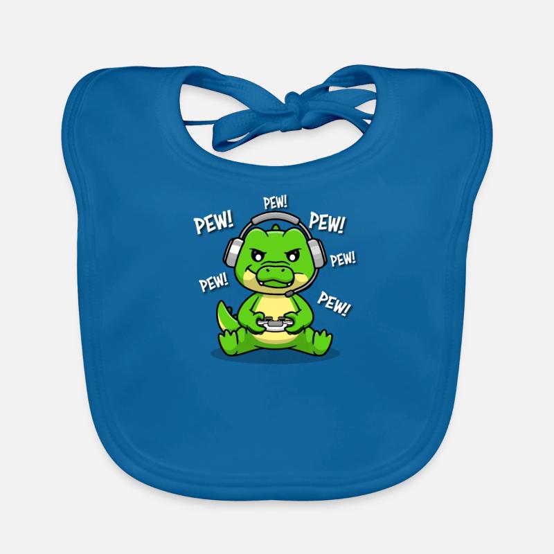 Allligator Crocodile - Bavoir bio Bébé - bleu paon
