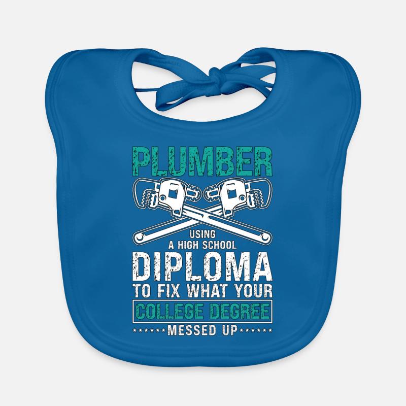 Plumber Using A High Tool Plumbing Pipe Plumbers Baby Bio-Lätzchen