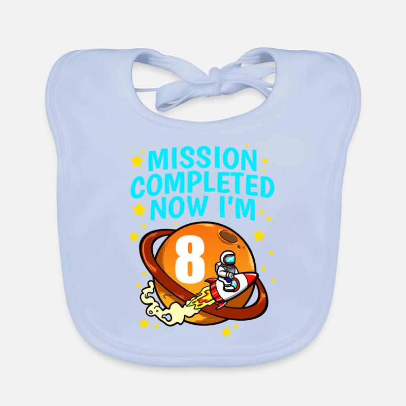 Space 8th Birthday Astronaut Planets Rocket Ship Organic Baby Bibs