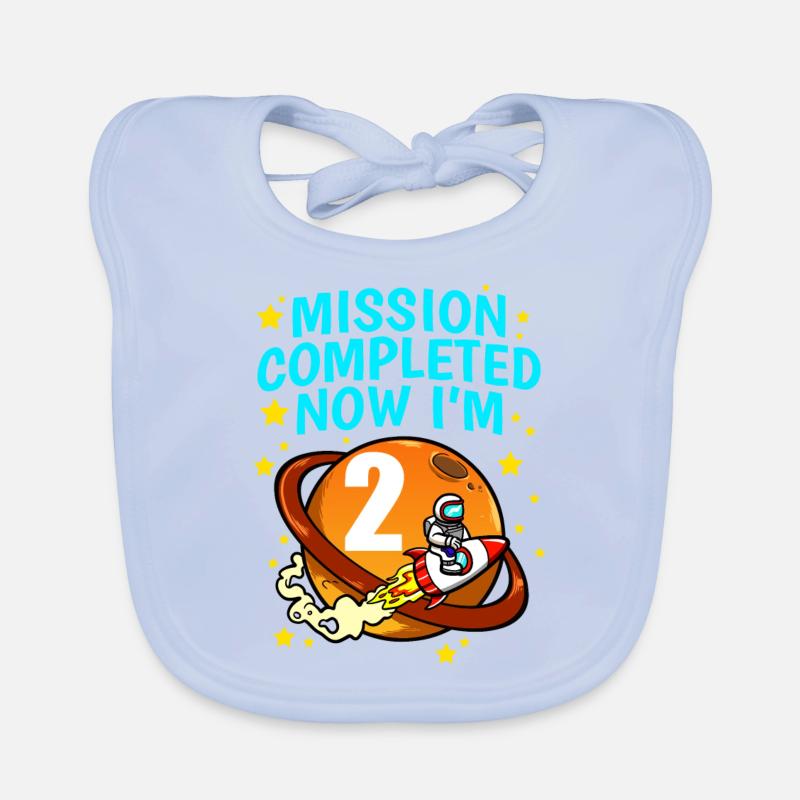 Space Birthday 2 Astronaut Planets Rocket Ship Organic Baby Bibs