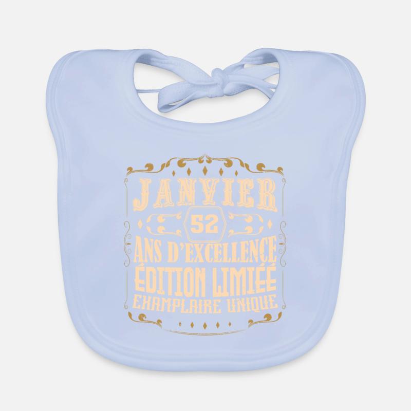 Vintage Janvier 52 ans. anniversaire janvier. Bavoir bio Bébé
