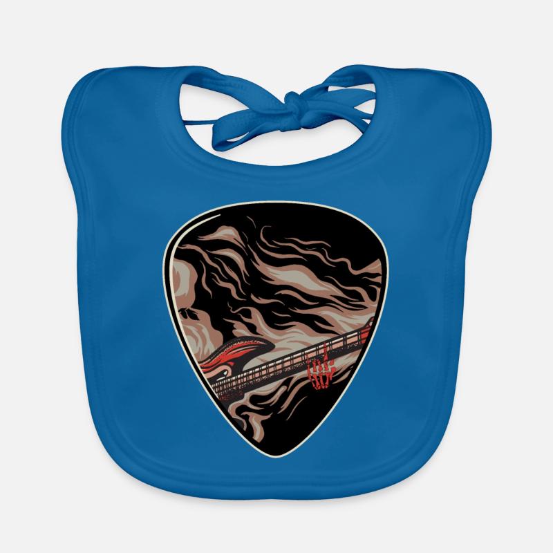 Plectrum with devil's greeting and burning guitar Organic Baby Bibs