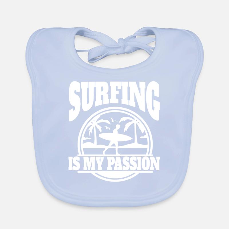 Surfer Surfing Surfboard Surf instructor surfing Organic Baby Bibs
