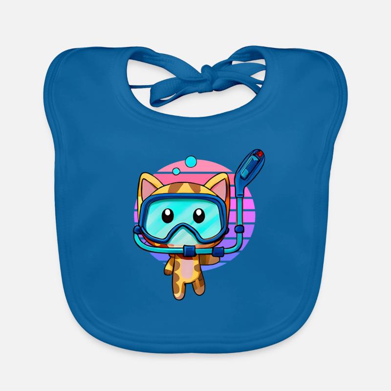 Diver cat at sunset Organic Baby Bibs