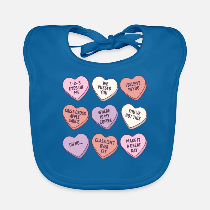 Enseigner la conversation Cœurs École Rétro Saint-Valentin Bavoir bio Bébé