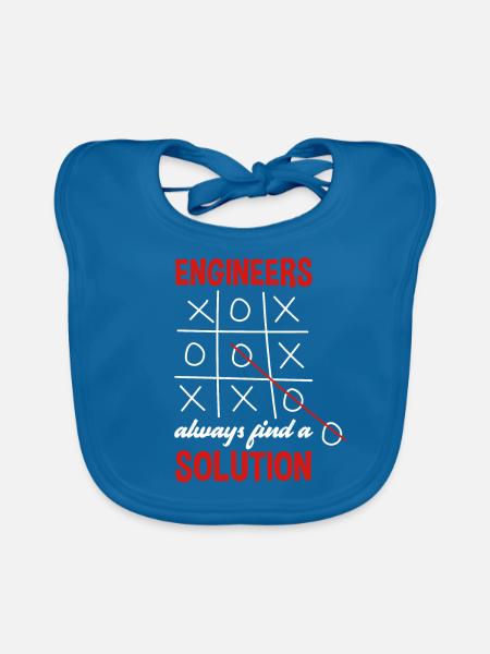 Engineer engineers always find a solution - Organic Baby Bibs - peacock-blue - Front