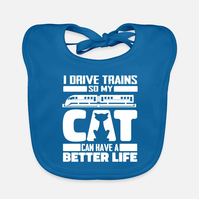 Engine driver train driver cat Organic Baby Bibs
