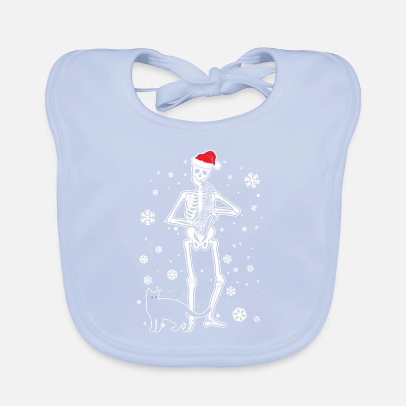 Skeleton Saxophone Cat Baby Bio-Lätzchen