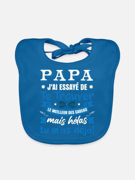 Papa Humour Fête De Père - Bavoir bio Bébé - bleu paon - Devant