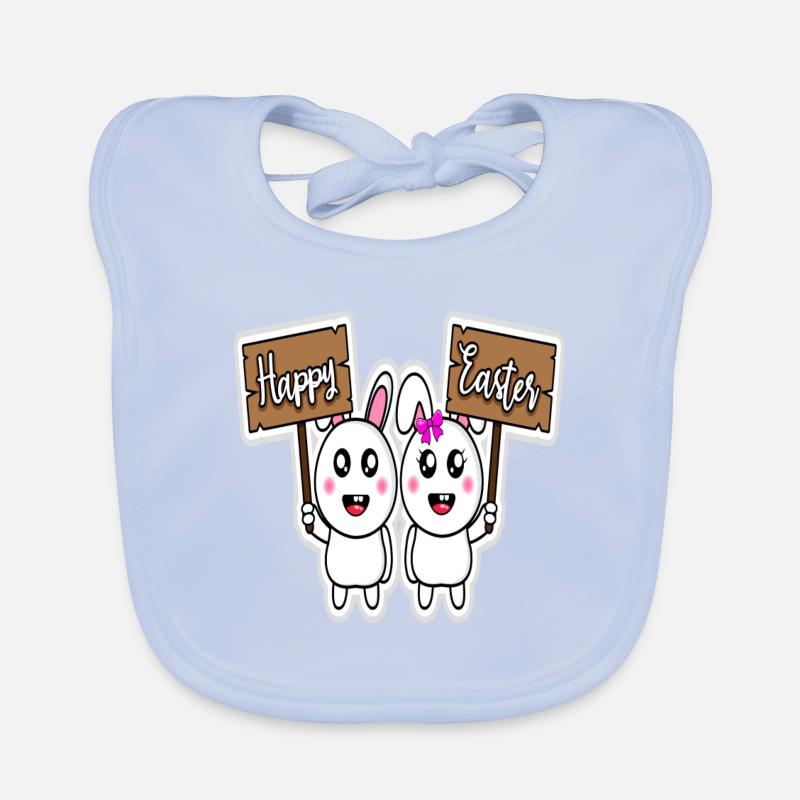 Joyeuses Pâques Joyeuses Pâques Mignons Lapins de Pâques Drôles Bavoir bio Bébé