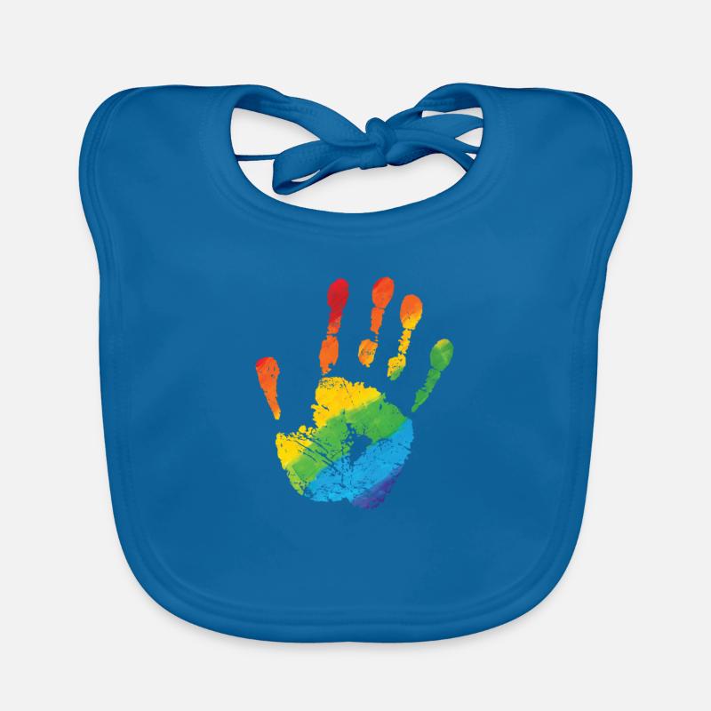 Main dans les couleurs de l’arc-en-ciel de couleur LGBT Bavoir bio Bébé