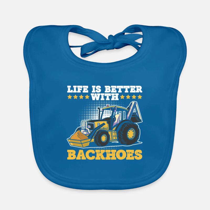 Baggerfahrer Und Bagger fahren - Bavoir bio Bébé - bleu paon