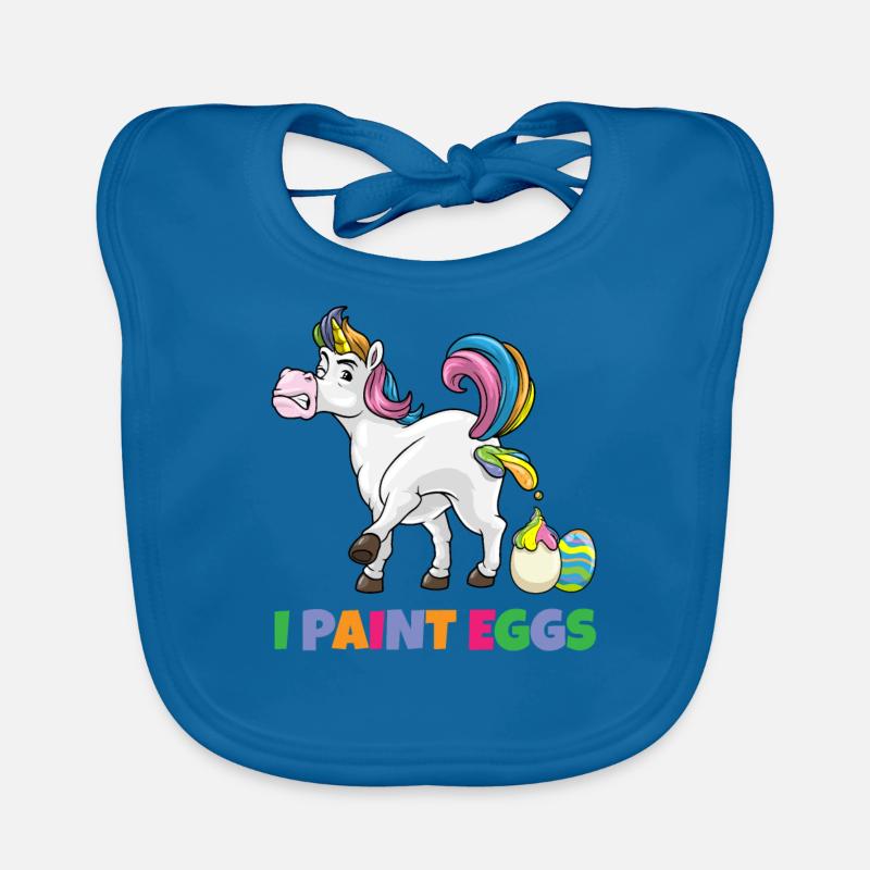 I Paint Eggs Funny Easter Unicorn Easter Eggs Organic Baby Bibs