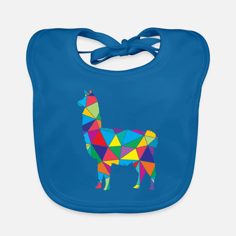 Lama poly bas Lama Géométrie Polygone Lama - Bavoir bio Bébé - bleu paon