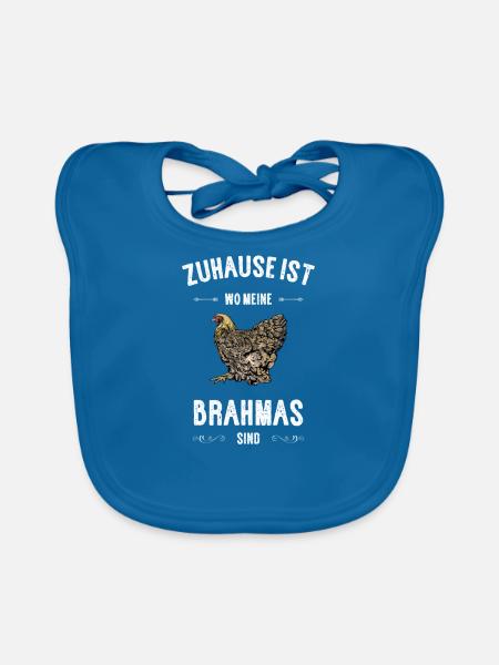 Brahma Hühner I Chicken Geflügel Motiv für - Baby Bio-Lätzchen - Pfauenblau - Vorne