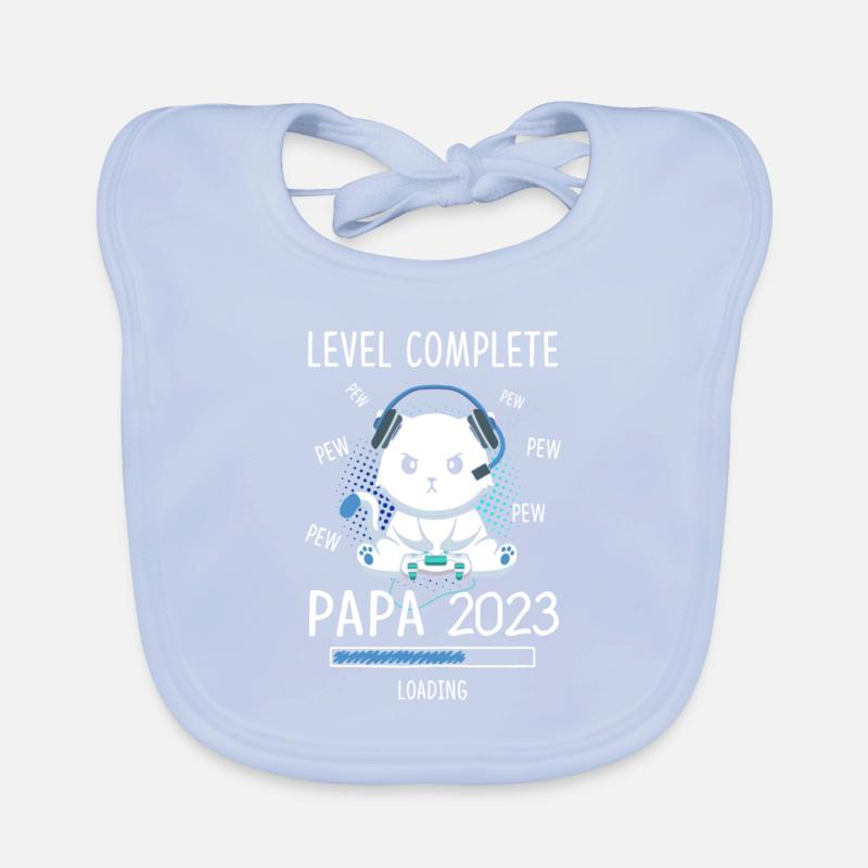 Level Complete PAPA 2023 Loading Gaming Cat Baby Bio-Lätzchen