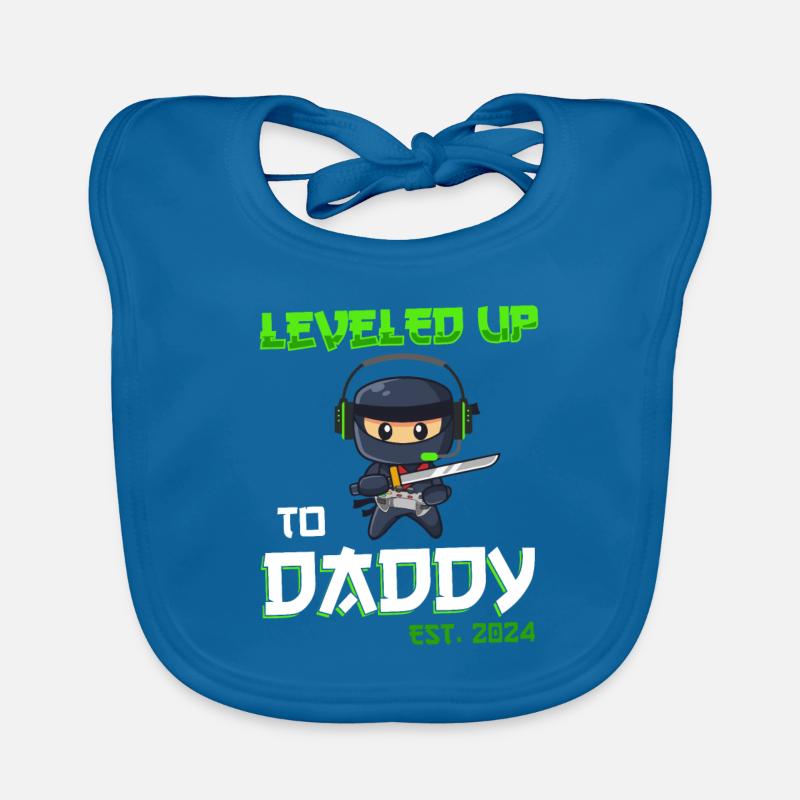 Leveled Up To Daddy Est. 2023 Gaming Ninja Organic Baby Bibs