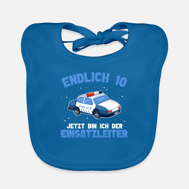 Polizei 10. Geburtstag Junge Polizei Baby Bio-Lätzchen
