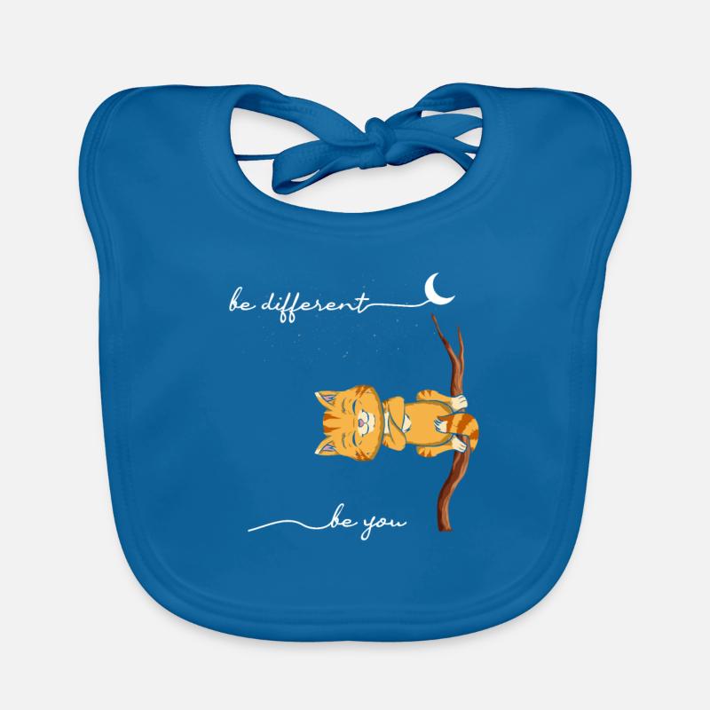 Être un chat différent - Bavoir bio Bébé - bleu paon
