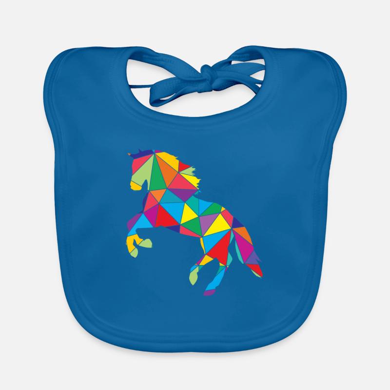 Cheval Polygone Chevaux de cheval - Bavoir bio Bébé - bleu paon