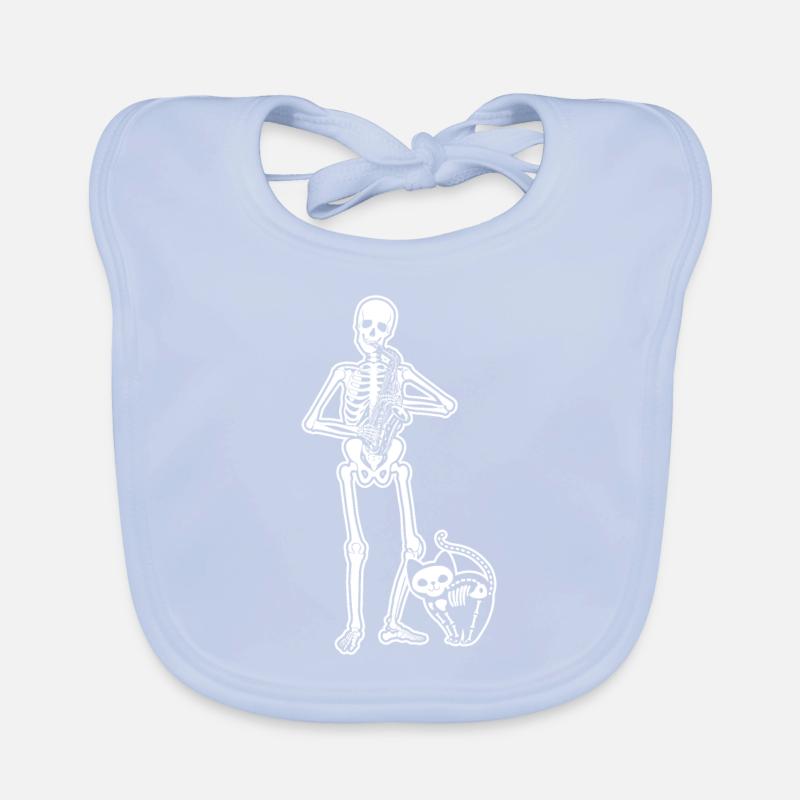Skeleton Saxophone Cat Baby Bio-Lätzchen