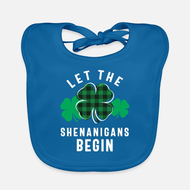 Let The Shenanigans Begin Shamrock St Patricks Day Organic Baby Bibs