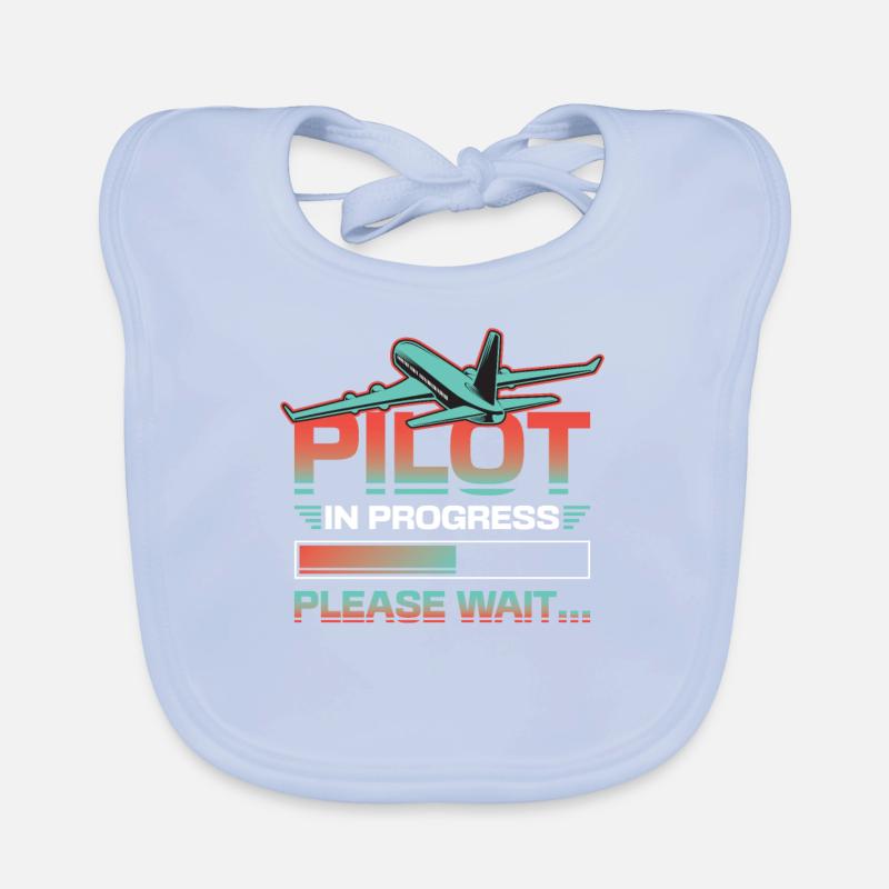 Pilot in progress, please wait, aircraft training Organic Baby Bibs