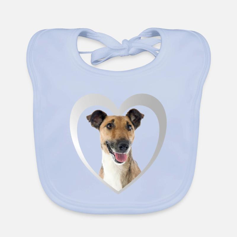 Foxterrier Herz - I Love Foxterrier Baby Bio-Lätzchen