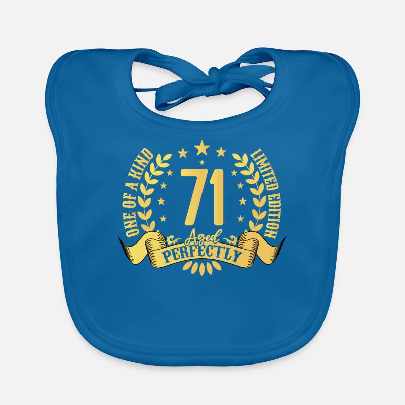 71 ans cadeau d’anniversaire 71 ans - Bavoir bio Bébé - bleu paon