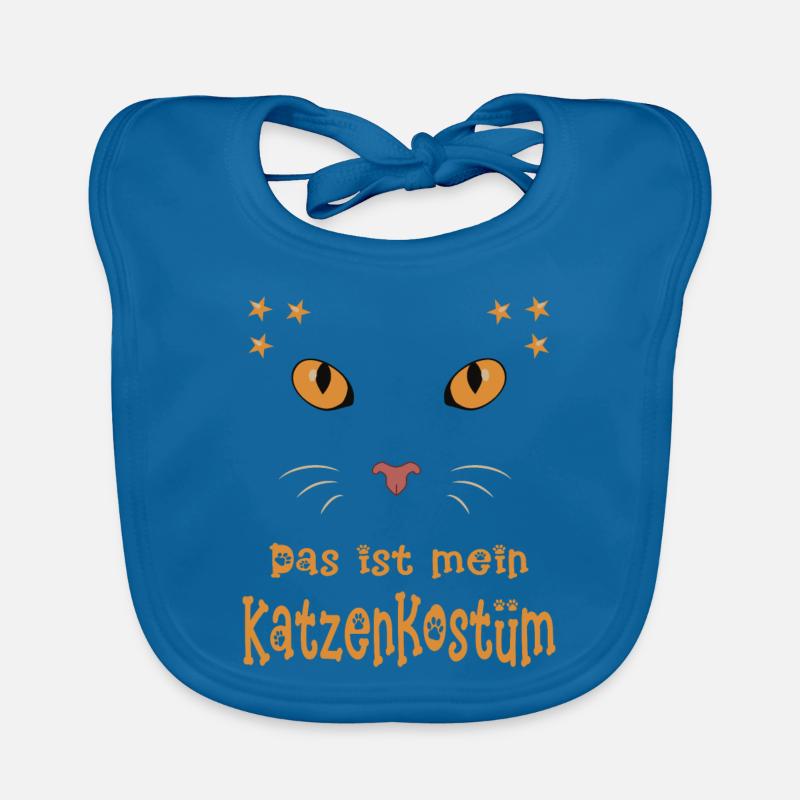 Karneval Katzen Gesicht mit Sternchen - Baby Bio-Lätzchen - Pfauenblau