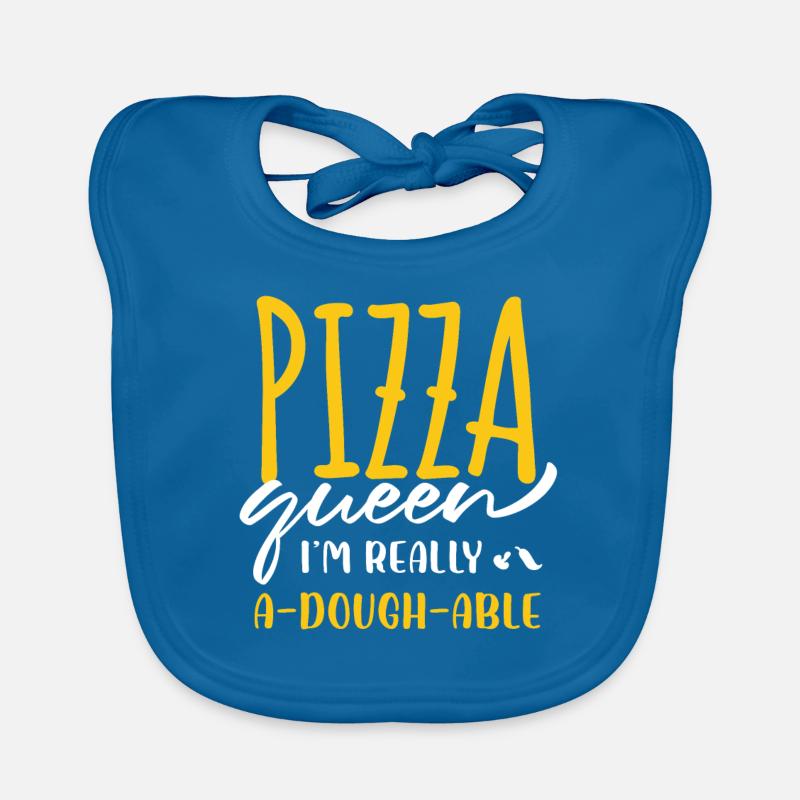 pizza queen Dans un design vraiment adoughable - Bavoir bio Bébé - bleu paon