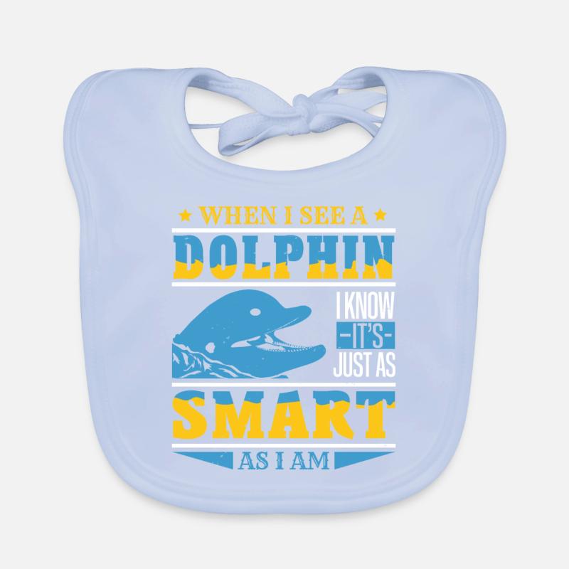 WHEN I SEE A DOLPHINS SMART AS I AM Organic Baby Bibs