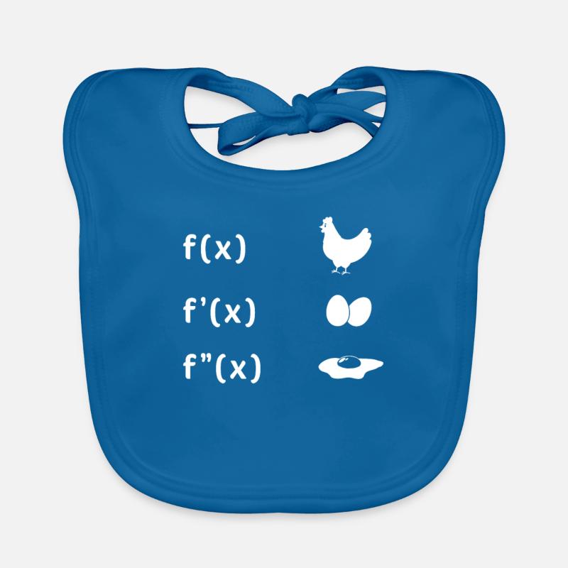 Derivative Function Chicken Egg Fried Egg Maths - Organic Baby Bibs - peacock-blue