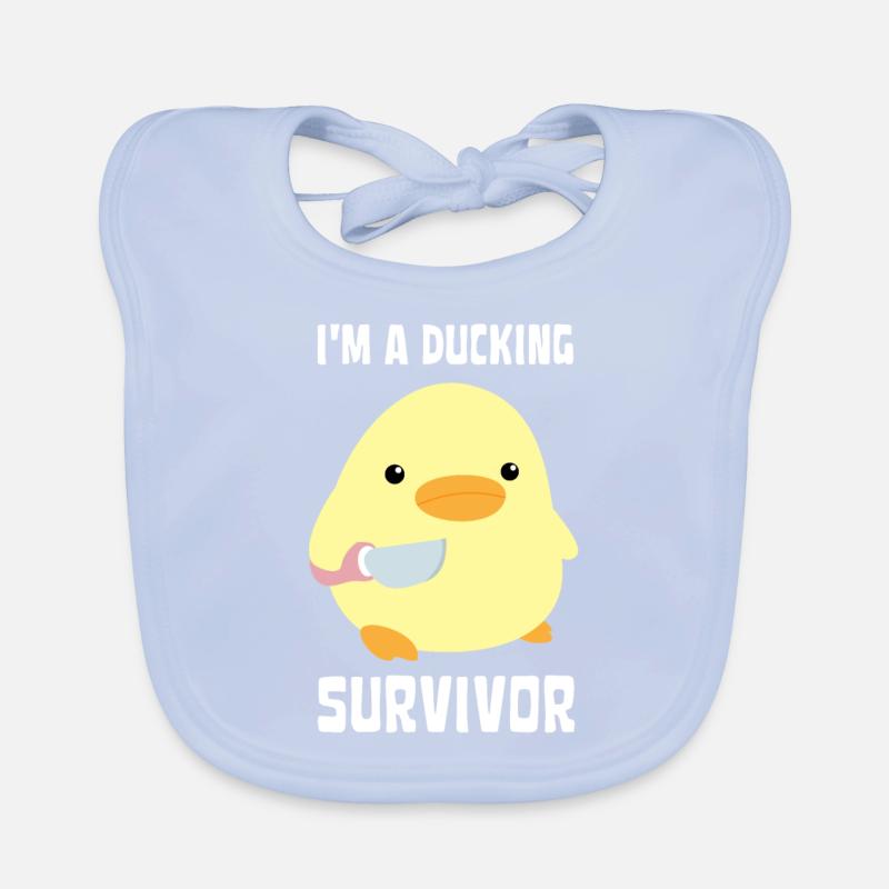 I'm A Ducking Survivor Funny Duck with knife Meme Baby Bio-Lätzchen