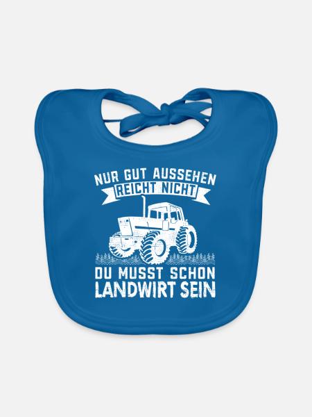 Landwirt Gut Aussehen Traktor Bauer Acker Felder - Baby Bio-Lätzchen - Pfauenblau - Vorne