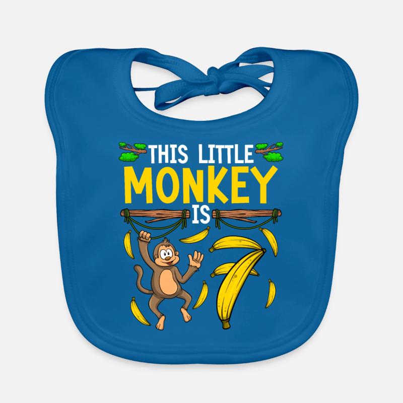 Monkey Birthday 7th Monkey Theme Party Enfants Bavoir bio Bébé