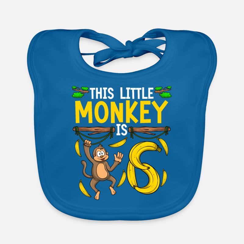 Monkey Birthday 6th Monkey Theme Party Enfants Bavoir bio Bébé