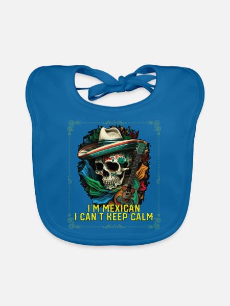 Je suis un Mexicain Je ne peux pas garder mon calme Fierté du Mexique - Bavoir bio Bébé - bleu paon - Devant
