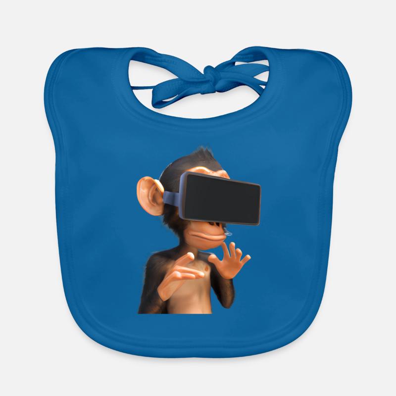 Monkey with VR glasses Organic Baby Bibs
