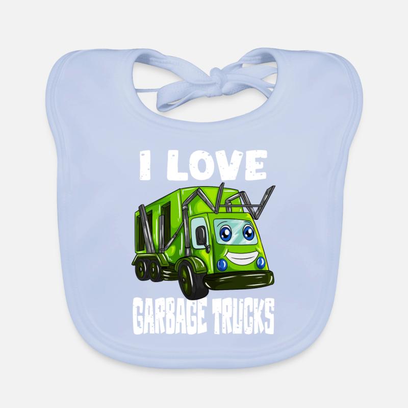 I Love Garbage Trucks Garbage Trucks Garbage Trucks Kids Organic Baby Bibs
