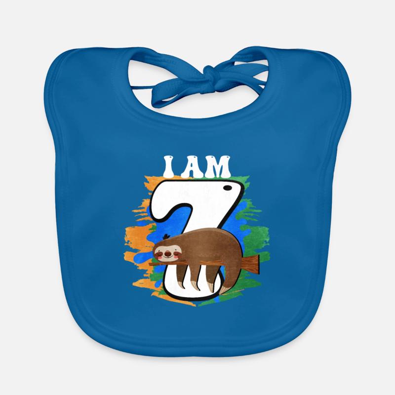Ich Bin 7 Faultier - Baby Bio-Lätzchen - Pfauenblau