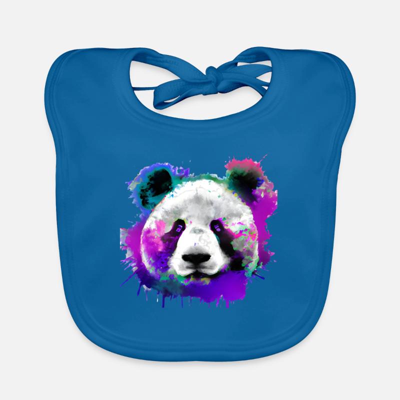 Farbenfroher Panda mit Spritzern Baby Bio-Lätzchen