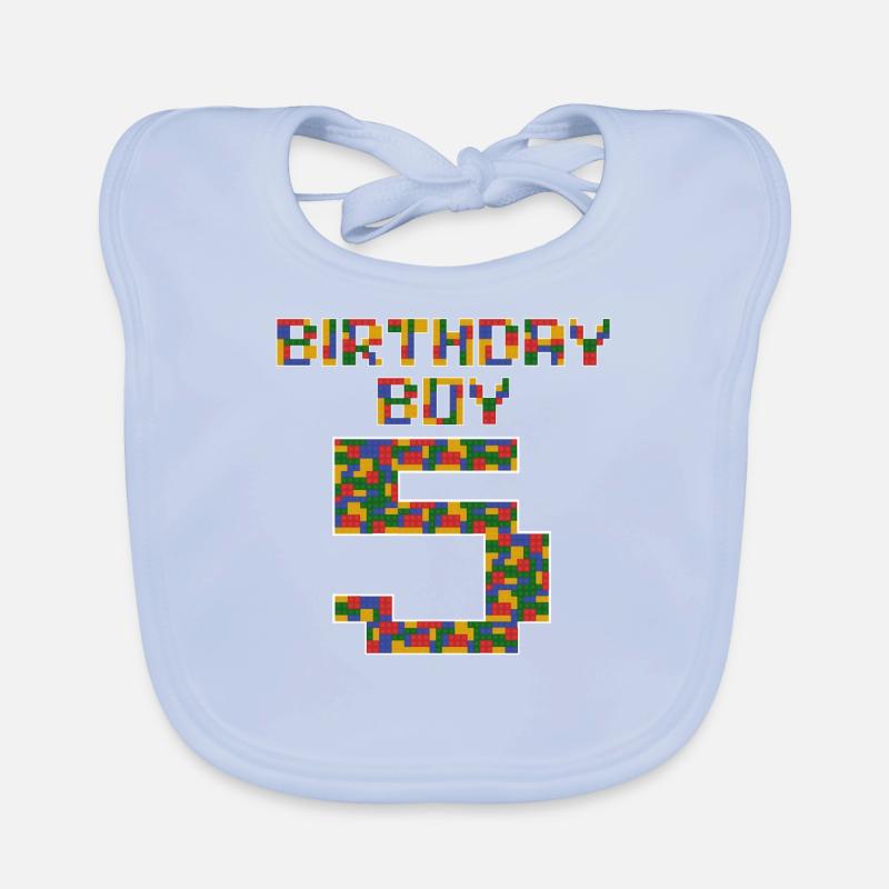 Süßes 5. Geburtstagsgeschenk 5 Jahre altes Blockgebäude Baby Bio-Lätzchen