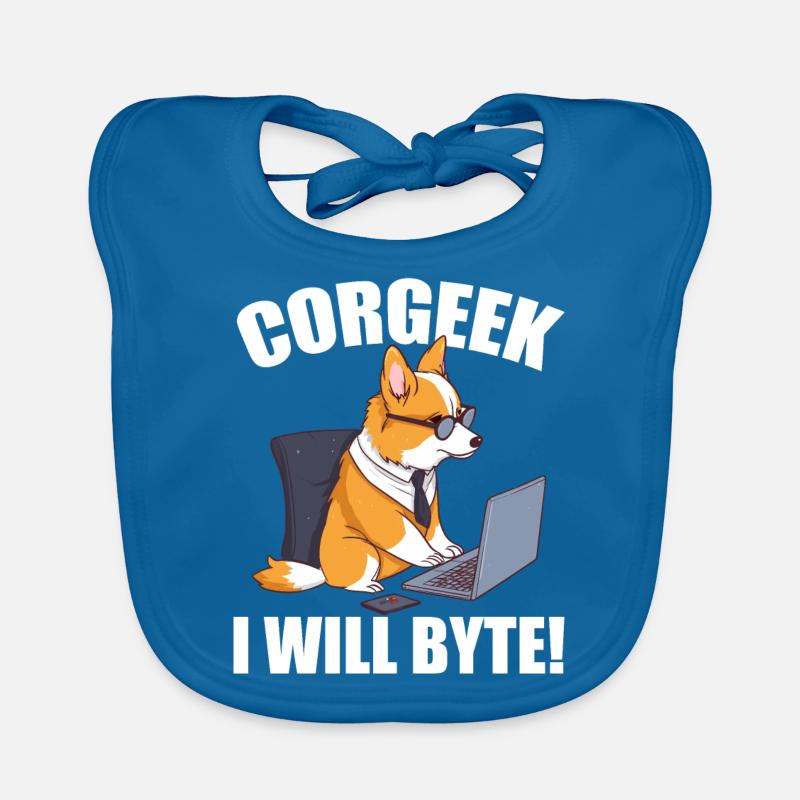 Corgi avec des lunettes I Will Byte ordinateur geek Corgeek Bavoir bio Bébé