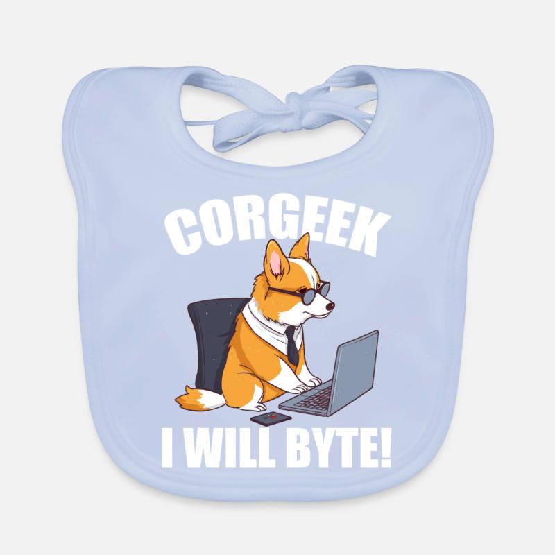 Corgi mit Brille I Will Byte Computerfreak Corgeek Baby Bio-Lätzchen
