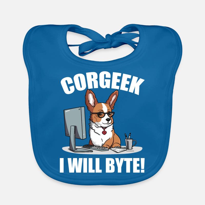 Corgi mit Brille I Will Byte Computerfreak Corgeek Baby Bio-Lätzchen