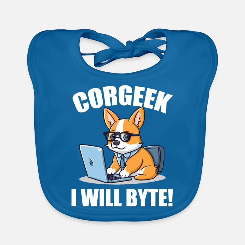 Corgi avec des lunettes I Will Byte ordinateur geek Corgeek Bavoir bio Bébé